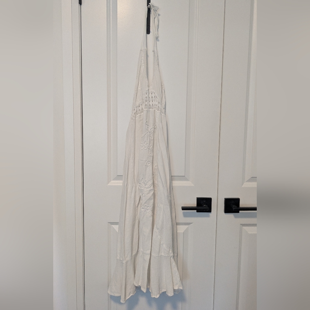White Halter Maxi Dress